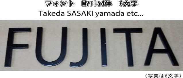 ステンレス艶消し黒色塗装仕上げ4mm厚切り文字表札（裏面ビスだし式）