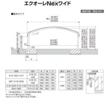 カーポート 2台用 エクオーレNexワイド 5148 H2800 基本セット 熱線遮断 三協 地域限定 送料無料