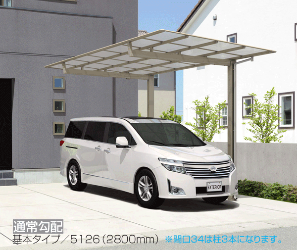 カーポート1台用 ニューマイリッシュ 5125 H2800 基本セット ポリカ 三協 地域限定 送料無料
