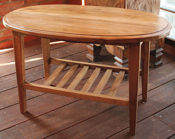 ガーデンテーブル　オ−バルコーヒーテーブル　チーク材 W820　室内用 送料無料