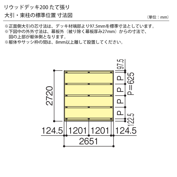 ウッドデッキ 人工樹脂木 リウッドデッキ200 Sタイプ 1.5間9尺（2651×2720mm） 基本セット （YKK AP）