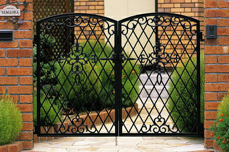 門扉　門柱タイプ　ファンセル1型　両開き　鋳物　0610 タッチ錠 南欧風 アイアン 三協立山