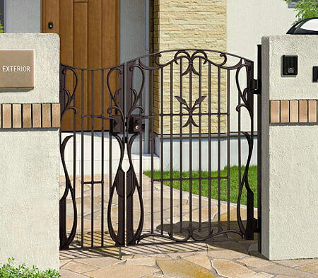 門扉　鋳物　フェアル1型　親子開き　門柱タイプ　アイアン 0412+0812　三協立山