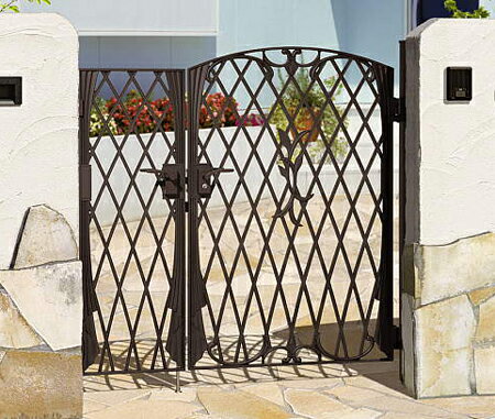 アイアン 門扉　鋳物　フェアル2型　親子開き　門柱タイプ　0412+0812　三協立山