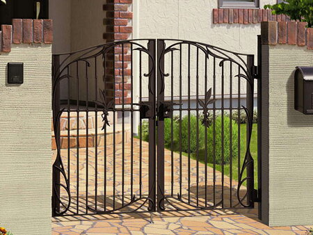 南欧風 アイアン 門扉　鋳物　フェアル3型　両開き　門柱タイプ　0810　三協立山