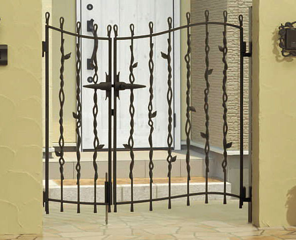 南欧風 アイアン 門扉　両開き 親子　鋳物　プロヴァンス 6型　門柱タイプ　0410+0810　APR-6 三協立山