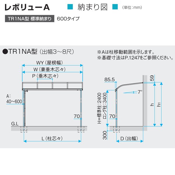 テラス屋根　レボリューA TR1NA　アール型　3.5間6尺 2連結 標準納まり　熱線遮断　三協 送料無料