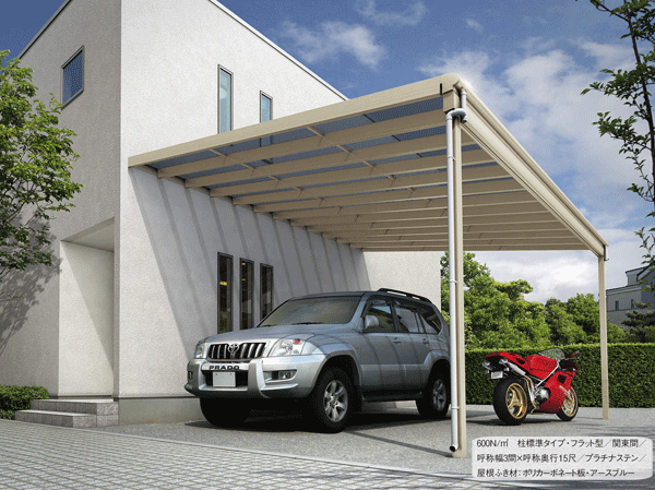 ベランダ 日よけ テラス屋根 ヴェクター フラット型 2.0間10尺 柱標準タイプ 熱線遮断ポリカ