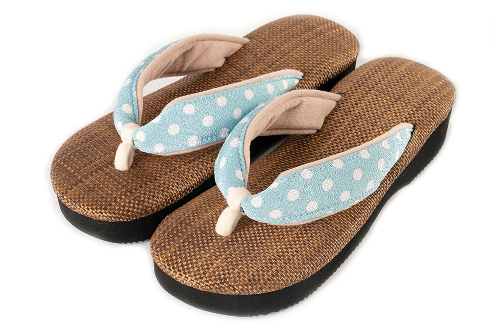 軽い 軽量 雪駄 レディース 軽量 おしゃれ ドット柄 女性 職人 手作り 履物 【大和工房】水玉柄ちりめ..