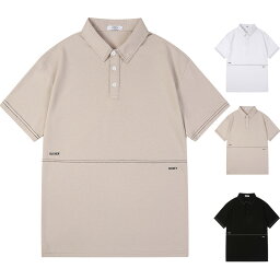 ポロシャツ メンズ トップス 夏服 夏物 刺繍 半袖 tシャツ 半袖ポロ 切替 メンズファッション ビジネス POLO tシャツ ストレッチ ホワイト ベージュ ブラック