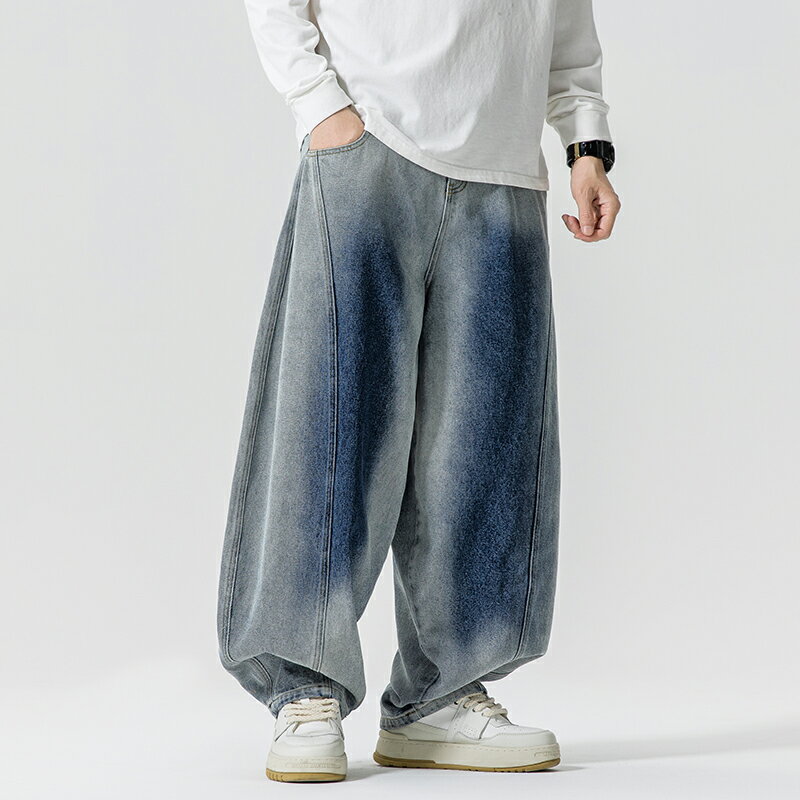 Easy-Fit Pants - デニムパンツ メンズ 新作 グラデーション ロングパンツ ゆるパン ダンス 大きいサイズ デニム カーゴパンツ ウエストゴム ゆったり カジュアル 男性 秋冬 ボトムス