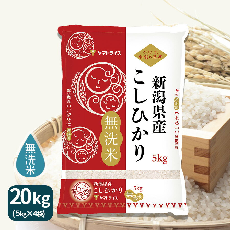 無洗米 新潟県産コシヒカリ 20kg 5kg 4 令和5年産お米 米 ギフト 贈答 お中元 お歳暮 熨斗