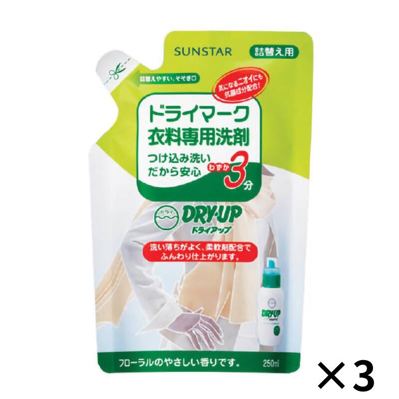ドライアップ DRY・UP 衣料用洗剤 詰替え 250ml 詰め替え 詰め替え用 詰替 サンスター 3 セット ドライクリーニング洗剤 おしゃれ着洗剤 ドライマ...