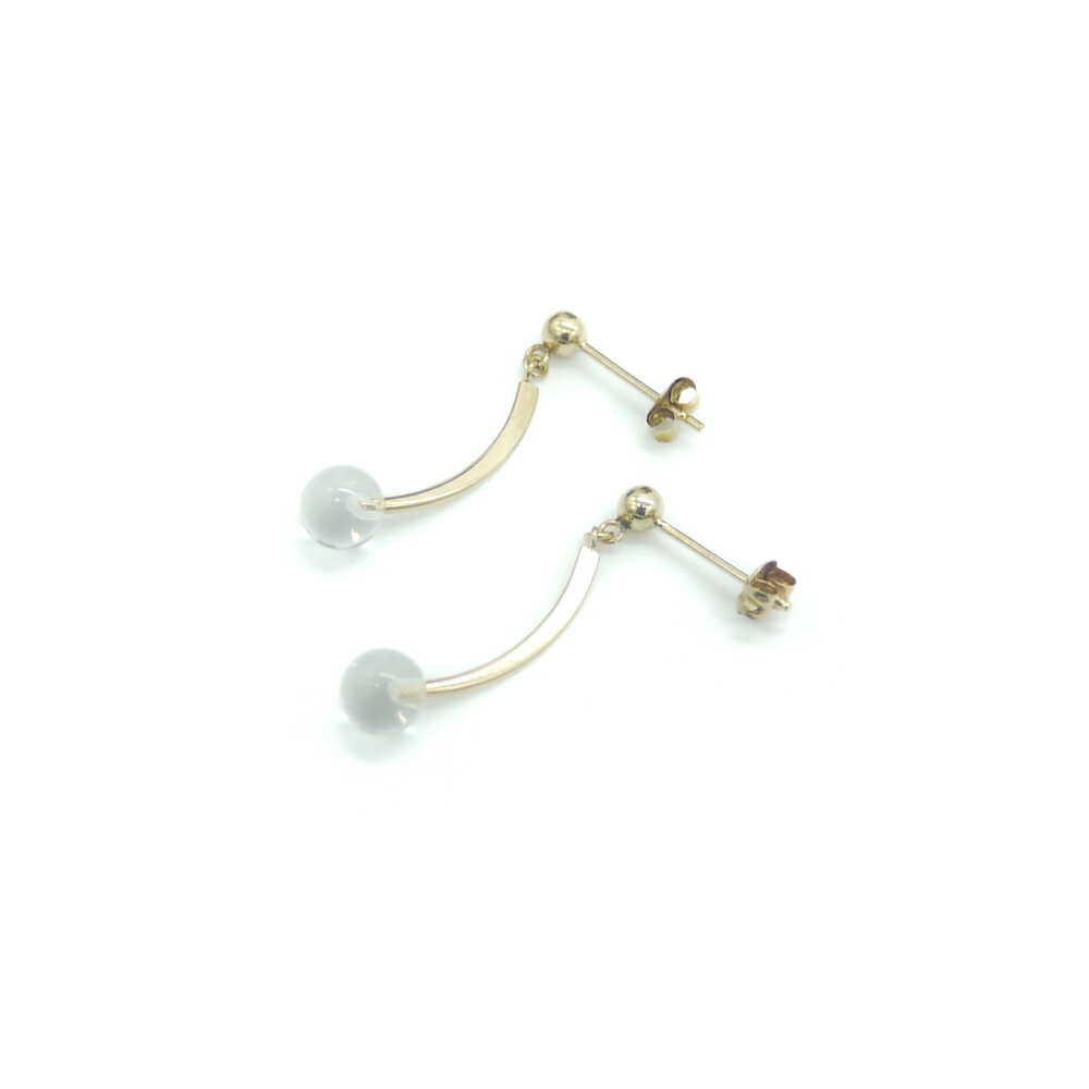 【中古】 K18水晶デザインピアス...