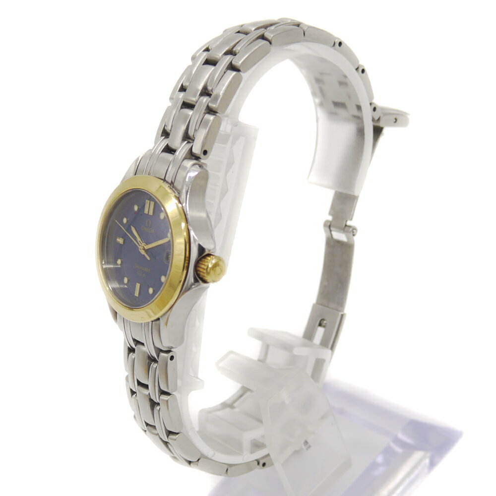 【中古】OMEGA オメガ シーマスター120 レディースウォッチ クォーツ 18金 コンビ 青文字盤 196.1501 Y04318