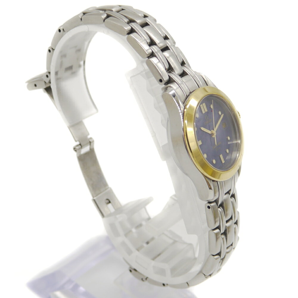 【中古】OMEGA オメガ シーマスター120 レディースウォッチ クォーツ 18金 コンビ 青文字盤 196.1501 Y04318