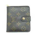 【中古】LOUIS VUITTON ルイヴィトン モノグラム コンパクトジップ 二つ折り財布 ブラウン M61667 Y01948