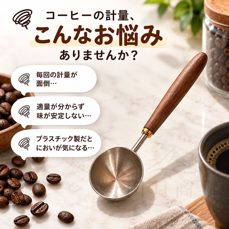 コーヒースプーン 18cm 1杯分 CAFECA 木製 コーヒーメジャー コーヒー用品 メジャ...