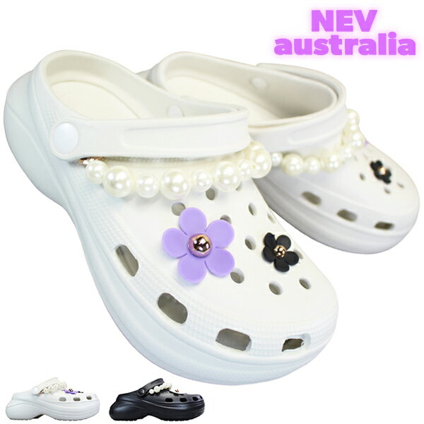 ネブオーストラリア EVAサンダル nev76 ホワイト・ブラック Mサイズ～LLサイズ レディース ジュニア クロッグサンダル サボサンダル カジュアルシューズ EVAクロッグ 婦人靴 履きやすい靴 NEV australia