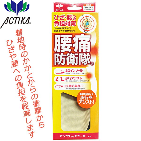 腰痛防衛隊 (246) 女性用 レディース 木原産業 ACTIKA アクティカ インソール 中敷 衝撃吸収 抗菌 防臭