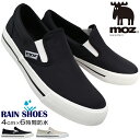 モズ moz レインシューズ MZ6003 ブラック・アイボリー 22.5cm〜24.5cm レディース 防水スリッポン レインスニーカー 防水スニーカー レイ...