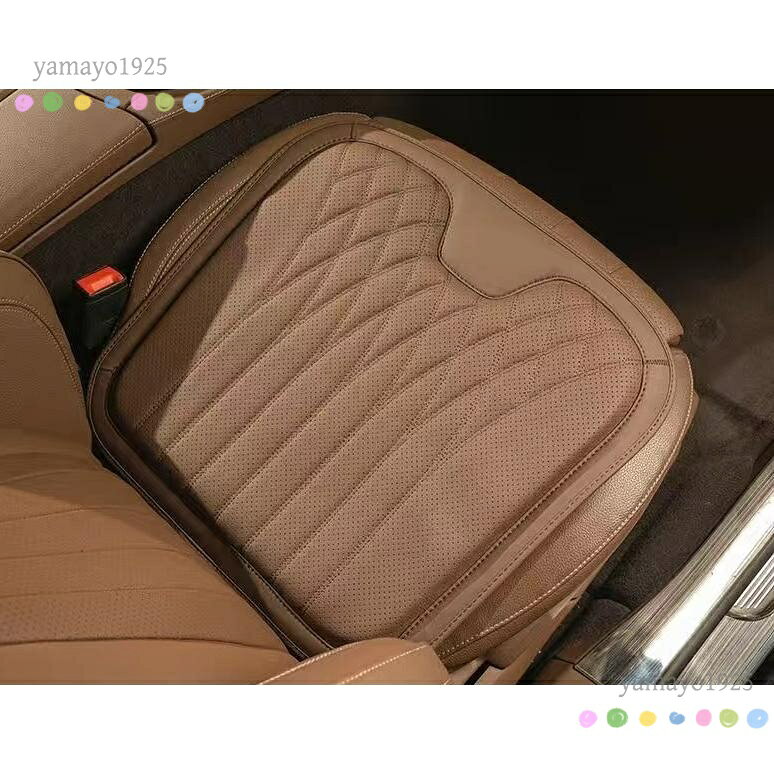 汎用 ブラウン シートクッション 車用クッション ナッパレザー お尻座布団 運転ク...