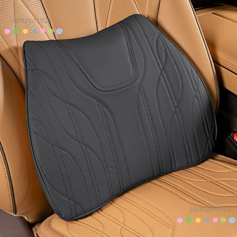 汎用 ブラック シートクッション 車用 シートカバー ナッパ レザー 弾性 座布団1点...