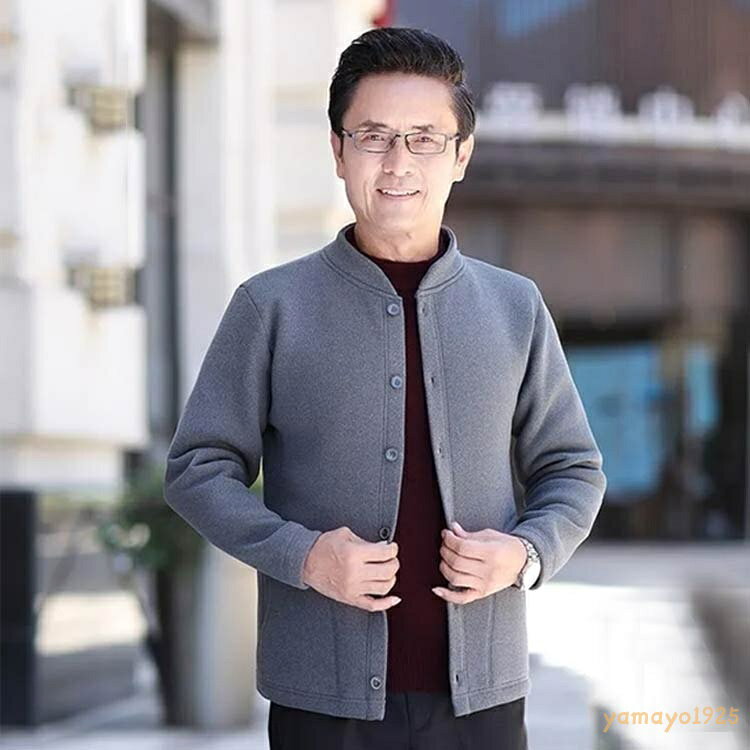 ビジネス 50代 羽織り 父 メンズ ニットカーディガン 厚手 秋 冬 シニア ニット 暖かい 防寒 カーデ 高齢者 Vネック ポケット付き インナー カーディガン 60代 70代 80代 ビジネス 祖父 お年寄り 寒さ対策 シニアファッション 裏起毛 yamayo1925-10000829 ヤマヨ山本商店楽天市場店 サンプル画像2