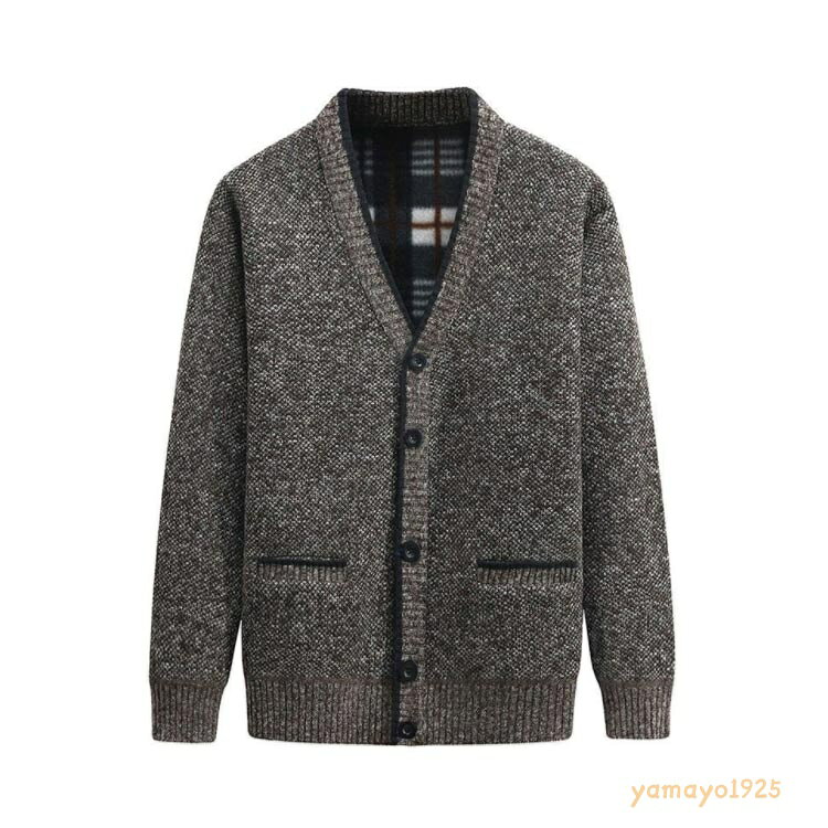 ビジネス vネック 50代 メンズ シニア 厚手 ニット カーディガン 80代 高齢者 秋 冬 厚手 アウター ニットカーディガン ポケット付き カーデ 羽織り 暖かい 60代 70代 裏起毛 90代 父 祖父 おじいちゃん お年寄り 寒さ対策 防寒 yamayo1925-10000908 ヤマヨ山本商店楽天市場店 サンプル画像3