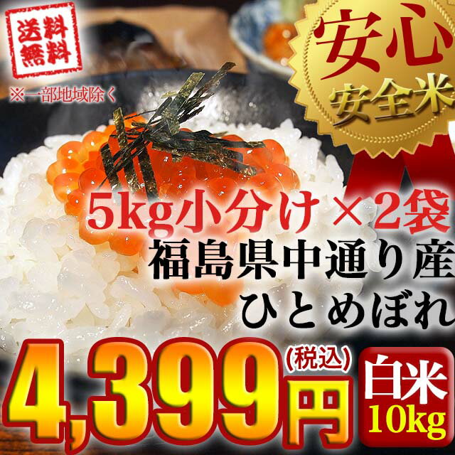 【送料無料】平成25年産福島県中通り産 ひとめぼれ 白米:10kg(5kg×2個) 【お米 10kg ヒトメボレ】...