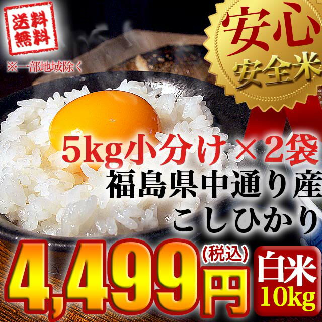 【送料無料】平成25年産 コシヒカリ 白米:10kg(5kg×2個) 福島県中通り産 検査一等米【お米 10kg ...