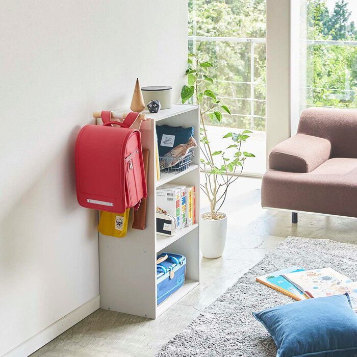 楽天SS開催中 【 山崎実業 カラーボックス横 ランドセル&リュックハンガー リン 】 RIN ランドセルハンガー リュック バッグ ハンガー カラーボックス 子供 整理整頓 お片付け フック シンプル ウッド 天然木 木製 木目 北欧 公式 ブラウン ナチュラル 白 黒 5318 5319