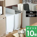 【着後レビューで選べる特典】SOLOW「ソロウ ペダルオープンツイン 45L 2個セット」 ゴミ箱 ごみ箱 ごみ 45リットル ふた付き 蓋付き 蓋つき 両開き 観音開き ペダル付き 足踏み 分別 抗菌加工 キッチン 収納 カウンター おしゃれ GSLW0005 GSLW0006 リス RISU