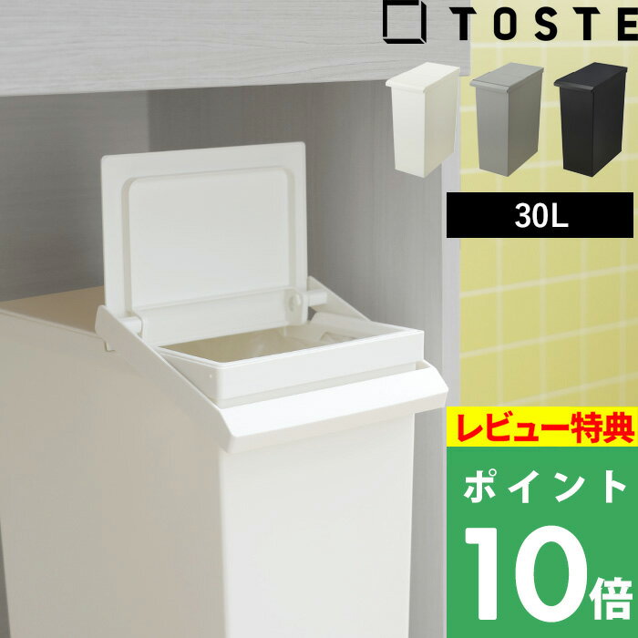 【着後レビューで特典付】TOSTE「トステ レバーオープン 30L 」 ゴミ箱 ごみ箱 ごみ 30リットル ふた付き 蓋付き 蓋つき フラップ プッシュオープン 分別 ゴミ袋 袋止め キッチン カウンター デスク下 棚下 収納 カウンター おしゃれ GTST001 GTST002 GTST003 リス RISU