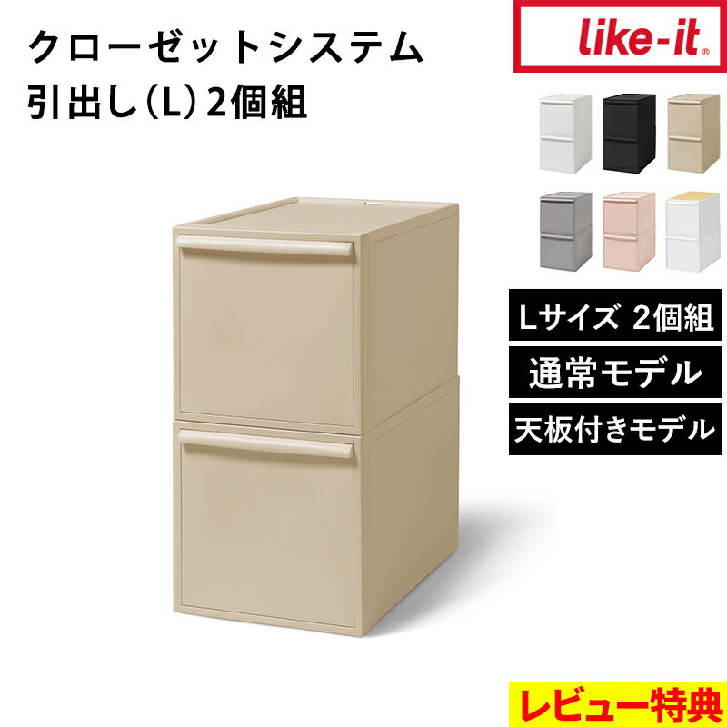 特典付き！ 【 ライクイット クローゼットシステム 引出し(L) 2個組 】 Lサイズ 深型2段 奥