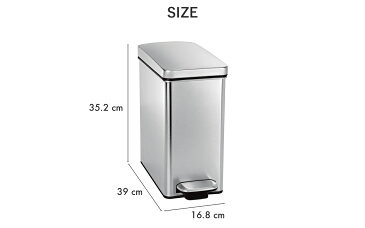 【正規品】【正規販売店】 simplehuman シンプルヒューマン 「プロファイル ステップカン 10L」 CW1898 シルバー ダストボックス ペダル式ゴミ箱 フットペダル コンパクト スリム 蓋 ふた ステンレス いたずら 防止 10リットル おしゃれ モダン 長方形 デザイン