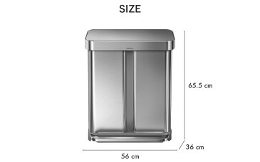 【正規品】【正規販売店】simplehuman シンプルヒューマン 「分別レクタンギュラーステップカン 58L」 CW2025 シルバー 分別タイプ レクタンギュラーステップダストボックス ペダル式ゴミ箱 ステンレス ライナーポケット付 リサイクル 58リットル デザイン 雑貨