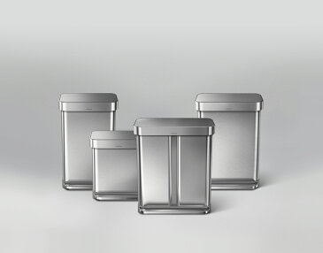 【正規品】【正規販売店】simplehuman シンプルヒューマン 「分別レクタンギュラーステップカン 58L」 CW2025 シルバー 分別タイプ レクタンギュラーステップダストボックス ペダル式ゴミ箱 ステンレス ライナーポケット付 リサイクル 58リットル デザイン 雑貨