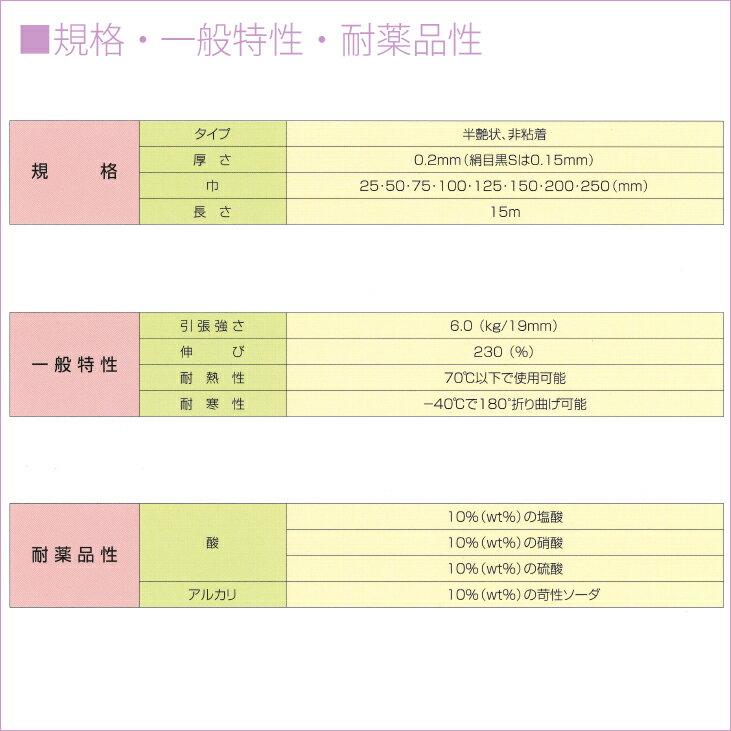 【断熱外装材】　非粘着ビニールテープシリーズ　「絹目テープ　（白／クリーム／グレー）」　【厚さ0.2mm】幅50mm×長さ15m　1本入り 2