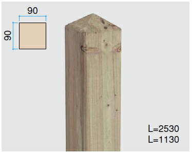 タカショー　e-ウッド専用柱　フェンス・ゲート用「e-ウッド柱　H18用」90×90×L2530mm