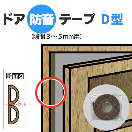 ドア隙間防音テープ　D型　[隙間 3