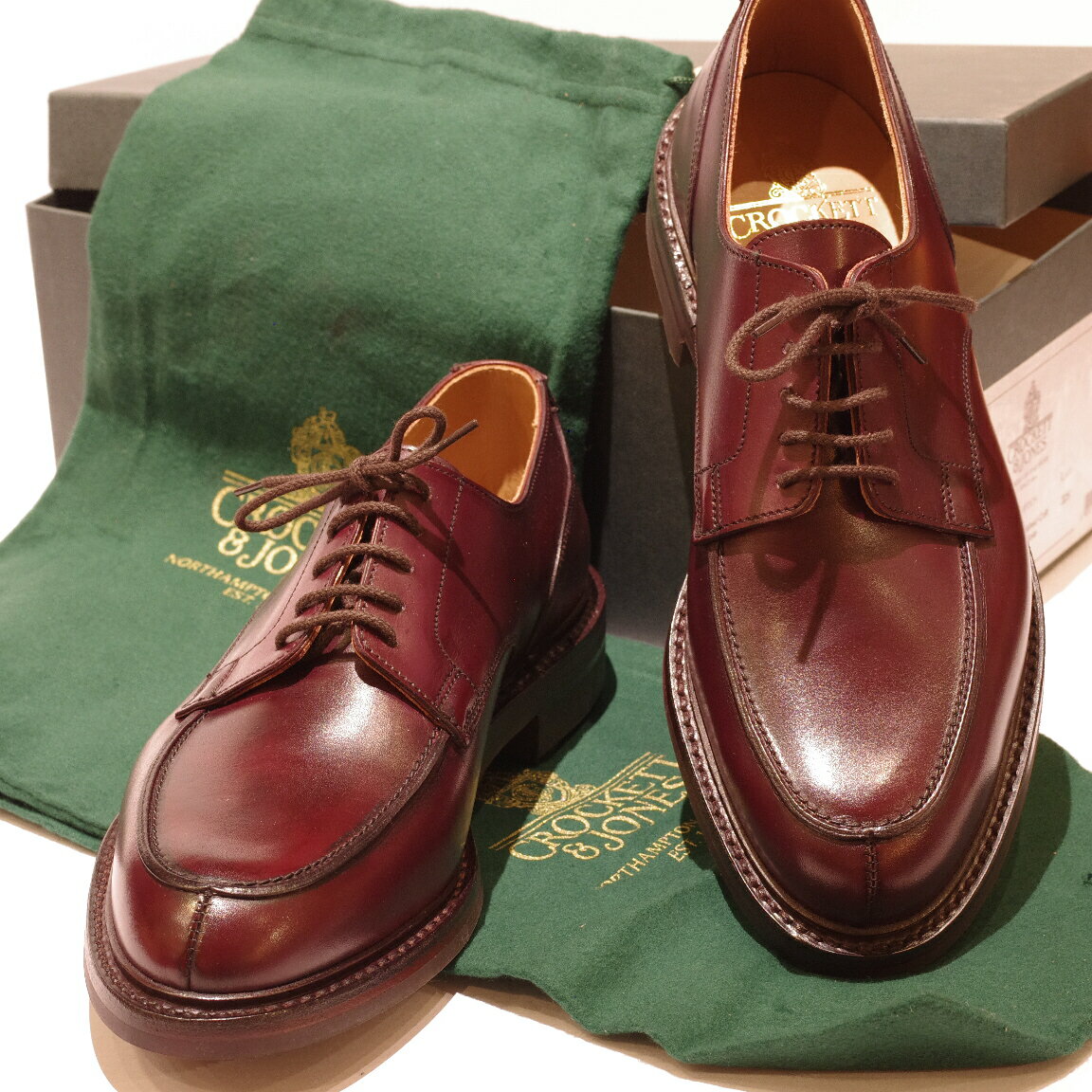 CROCKETT&JONES DURHAM BURGUNDY BURNISHED CALF RIDGEWAY SOLEクロケット＆ジョーンズ　ダラム　バーガンディ　バーニシュト　カーフ　リッジウエイソール