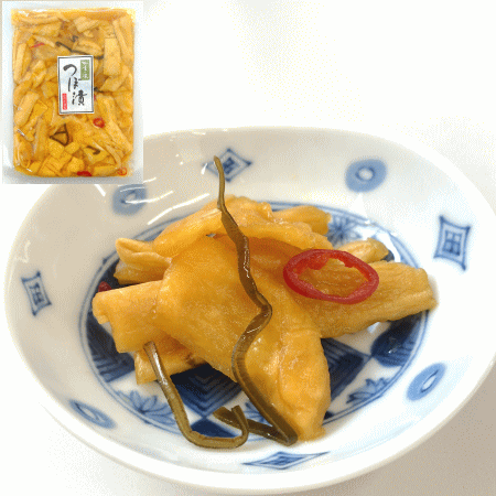 商品名 つぼ漬 原材料名 干しだいこん、昆布、ごま、唐辛子 漬け原材料[砂糖、還元水あめ、醤油、醸造酢、食塩、アミノ酸液、淡口醤油]／調味料（アミノ酸等）、酸味料、保存料（ソルビン酸K）、黄4号、 （一部に小麦・大豆を含む） 包装例 原料原産地名 国産 賞味期限 約1ケ月 　 内容量 120g 保存方法 直射日光・高温多湿を避けて 保存してください。