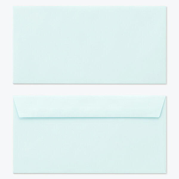 山櫻 封筒 洋長3 カマス貼FF ECブルーCoC 紙厚100g 〒枠ナシ 100枚 / ベロ折 A4三折用 パステルカラー 無地 郵便番号枠なし 会社 事務用 業務用 書類 社用 ビジネス オフィス 横長 横型 00404107-0100