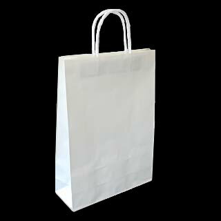 [ケース販売] 山櫻 ショッピングバック 大 白クラフト 300枚 / 片艶晒 白ポリ紐 手提袋 手提げ袋 紙袋 白クラフト 片艶 晒 クラフト ポリ紐 簡素 簡易 無地 白無地 シンプル ギフトバック ペーパーバック ペーパーバッグ 00574001-0300