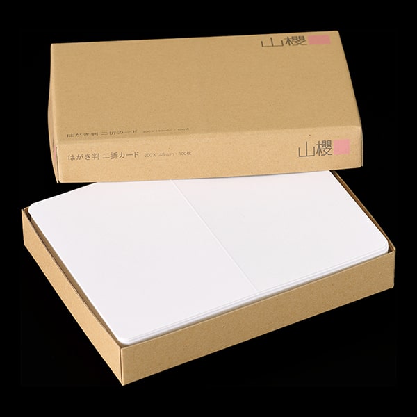 キャンセル 山櫻 二折カード はがき判 ケント S(並口) 0.355mm厚 1,000枚 / 挨拶状用 200×148mm 角丸 白 無地 00306003-1000:紙製品の 山櫻 店 モニター