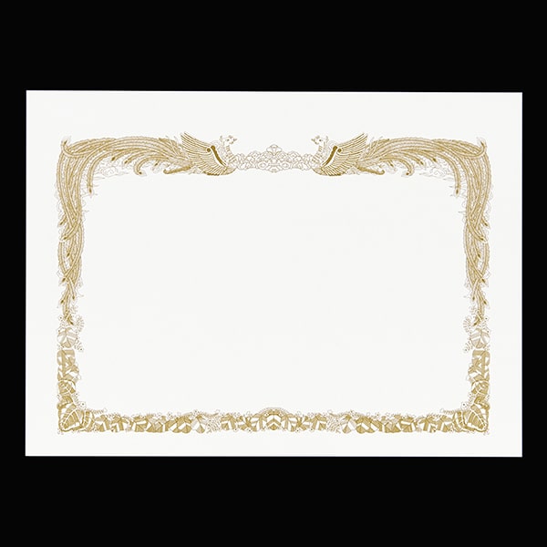 山櫻 賞状用紙 B5ワイド 横長 ケントCoC 0.290mm厚 100枚 / 266×195mm 縦書き 鳳凰枠 白 KY 00802011-0100