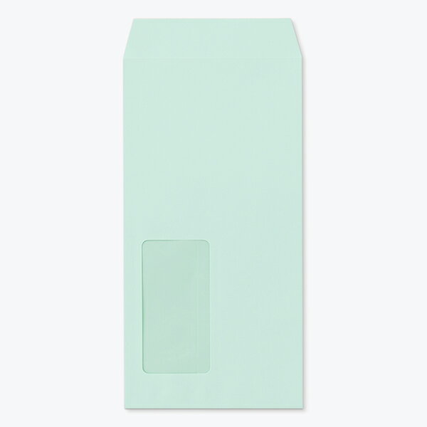 山櫻 封筒 長3 窓付 中貼 A723 ECグリーンCoC 紙厚80g テープ付 〒枠ナシ 100枚 / セロ窓 A4三折用 スラット パステルカラー 無地 会社 事務用 業務用 書類 社用 ビジネス オフィス 縦長 縦型 請求書 伝票 00564461-0100