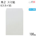 山櫻 封筒 角2 スミ貼 Kスカイ 紙厚85g テープ付 〒枠ナシ 100枚 / A4用 スラット カラークラフト 無地 郵便番号枠なし 会社 事務用 業務用 書類 社用 ビジネス オフィス 縦長 縦型 00563696-0100