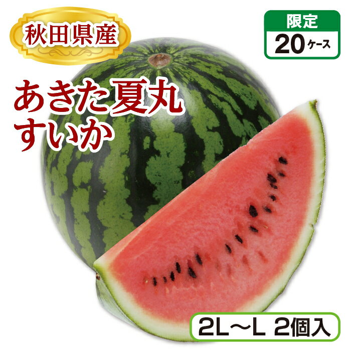 秋田県産 あきた夏丸すいか（2L〜L 2個） 産地直送 送料無料